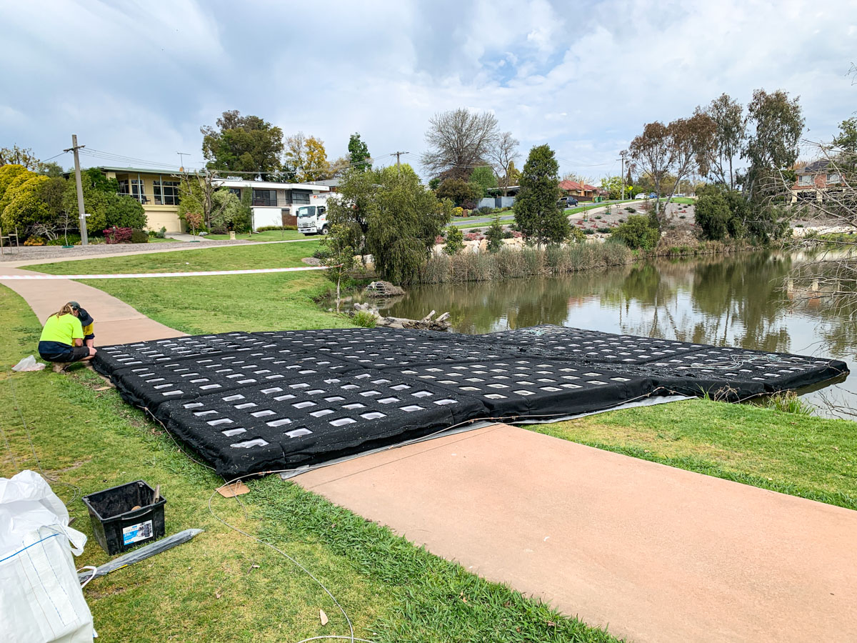 POSITIVE BUOYANCY, ENGINEERED FLOATING WETLAND by FYTOGREEN AT BELVOIR LAKE